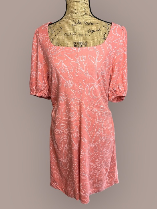 🌻 A New Day Pink Floral Puff Sleeve Square Neck Dress #584 - Picture 2 of 13